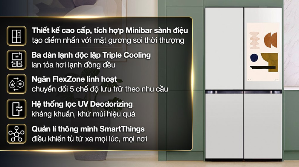 Tủ lạnh Samsung Inverter 636 lít Multi Door Bespoke RF65DB990012SV - Hàng chính hãng