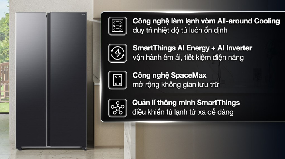 Tủ lạnh Samsung Inverter 655 lít Side By Side RS70F65Q3FSV - Hàng chính hãng
