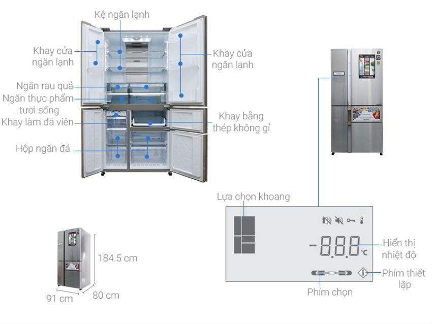 Tủ lạnh Sharp inverter SJ-F5X76VM-SL - Hàng chính hãng