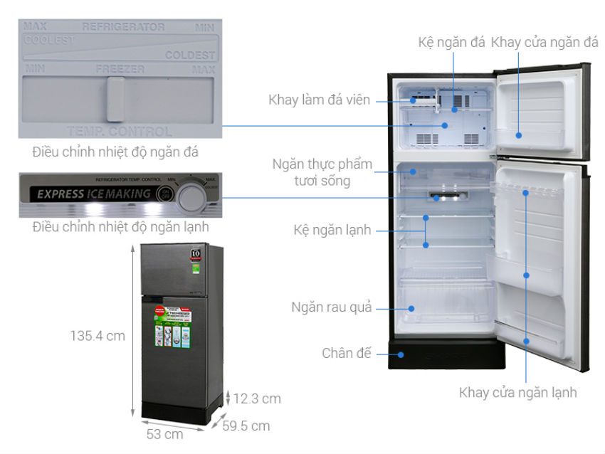 Tủ Lạnh Sharp Inverter SJ-X196E-DSS - Hàng chính hãng