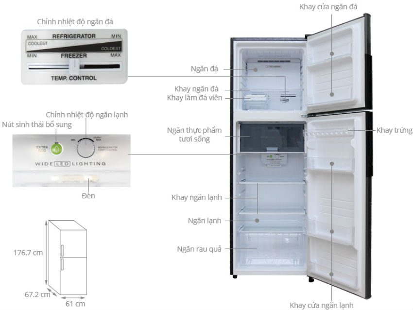Tủ lạnh Sharp SJ-X346E-DS - Hàng chính hãng