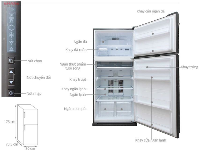Tủ lạnh Sharp SJ-XP590PG-BK - Hàng chính hãng