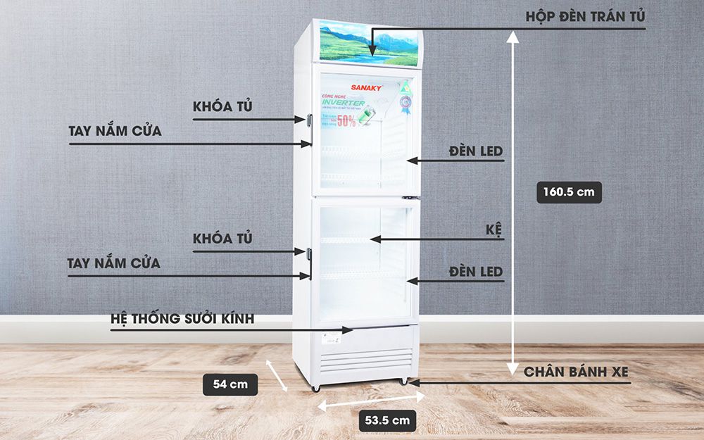 Tủ mát Inverter 170 lít Sanaky VH-218W3L - Hàng chính hãng