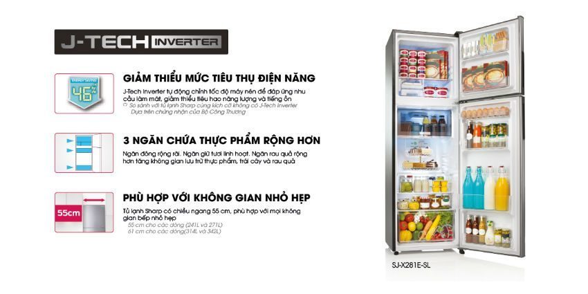 Tủ Lạnh Inverter Sharp SJ-X251E-SL - Hàng chính hãng