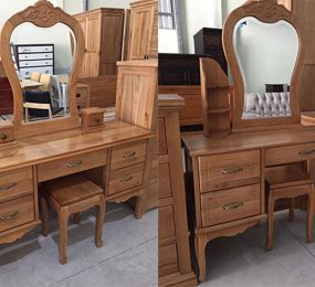 Bàn trang điểm gỗ sồi Mỹ 1m25 x 45 x 76 - Hàng chính hãng