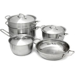 Bộ 5 nồi chảo 3 đáy nắp inox FiveStar FS08C - Hàng chính hãng
