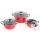 Bộ nồi hợp kim nhôm cứng Hard Anodized Happy Cook HA06R - Màu đỏ - Hàng chính hãng