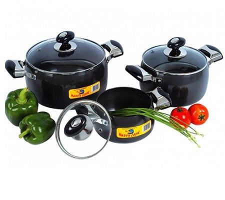 Bộ nồi hộp kim Happy Cook HC06HA - Trọn bộ 3 cái - Hàng chính hãng