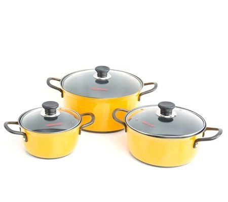 Bộ nồi hợp kim nhôm cứng Hard Anodized Happy Cook HA06YL - Hàng chính hãng