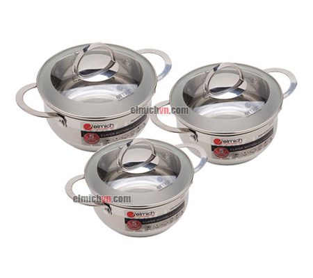 Bộ nồi inox 5 đáy Elmich Celestine 3 chiếc 18 - 24 - 28 - Hàng chính hãng