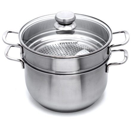 Bộ nồi xửng inox 3 đáy nắp kiếng Fivestars ST24-3DG - Hàng chính hãng